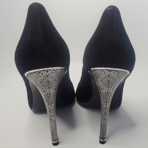 Black Suede embossed silver stilleto heels by TOSCA BLU shoes sz 40 EU (… - Picture 3 of 13